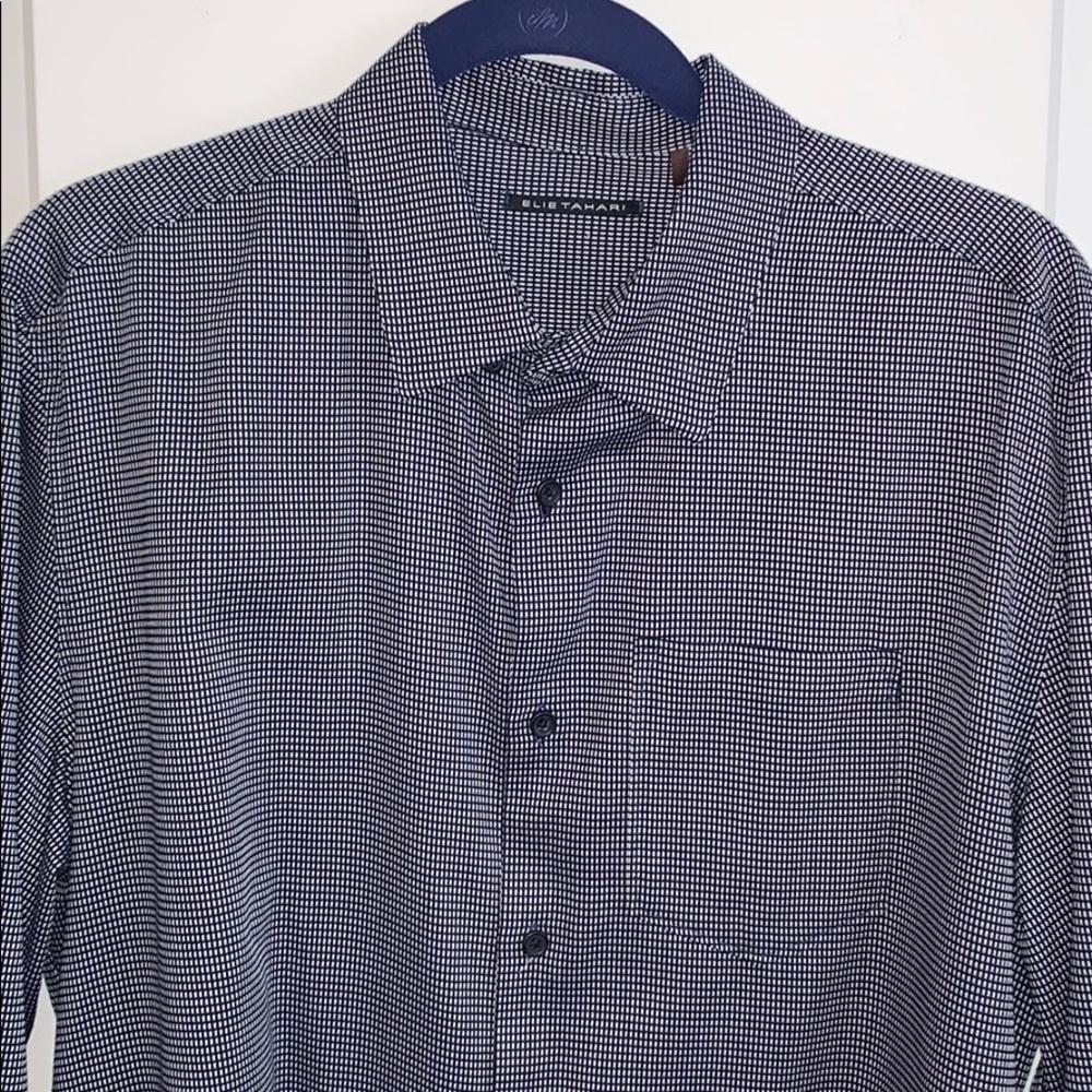 Elie Tahari Men's shirt, size L, navy and white